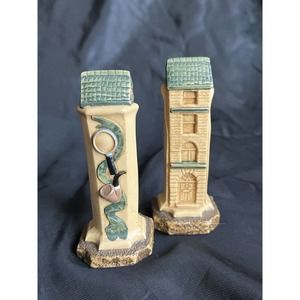 Vintage SAC SHERLOCK HOLMES Chess Pieces 2 Towers Hand Painted Replacements 3.5"